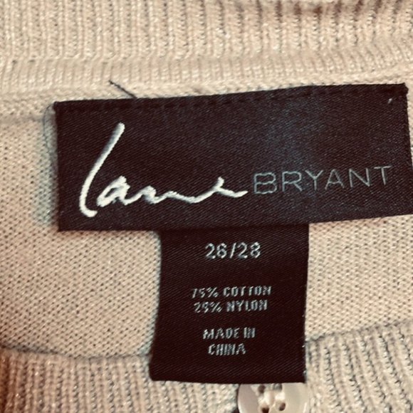 Lane Bryant Sz 28W Tan/Gold Shimmer Cardigan - Picture 5 of 6